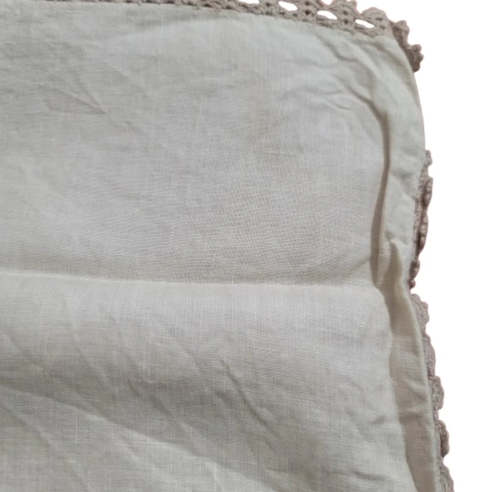 Vintage Embroidered Napkin Set of 5 Cream Lace Trim Floral Cottagecore Table Lin